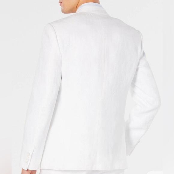 Bar Ill Men Slim fit Double Breasted Sport Coat Blazer 38R White Linen Brand New - Picture 3 of 7